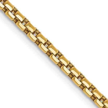 14K 28 inch 2.45mm Semi-Solid Round Box with Lobster Clasp Chain