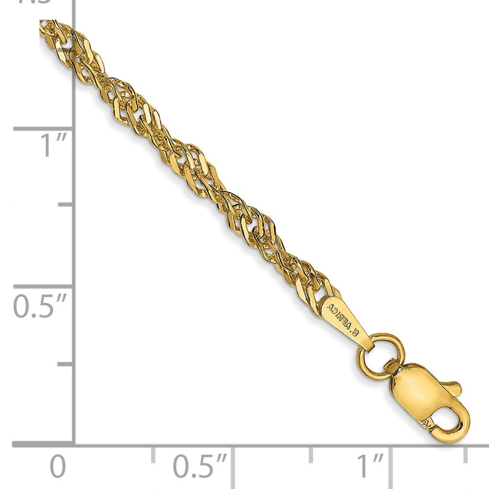 14K 10 inch 2.75mm Lightweight Singapore with Lobster Clasp Anklet