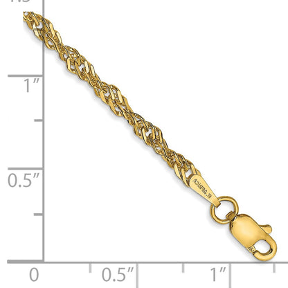 14K 10 inch 2.75mm Lightweight Singapore with Lobster Clasp Anklet