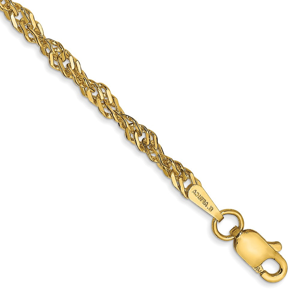 14K 10 inch 2.75mm Lightweight Singapore with Lobster Clasp Anklet