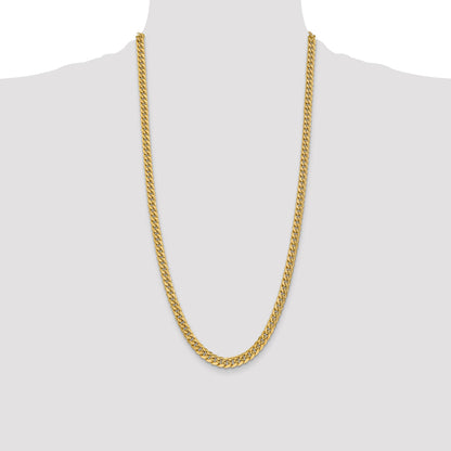 14K 28 inch 6mm Semi-Solid Miami Cuban with Lobster Clasp Chain