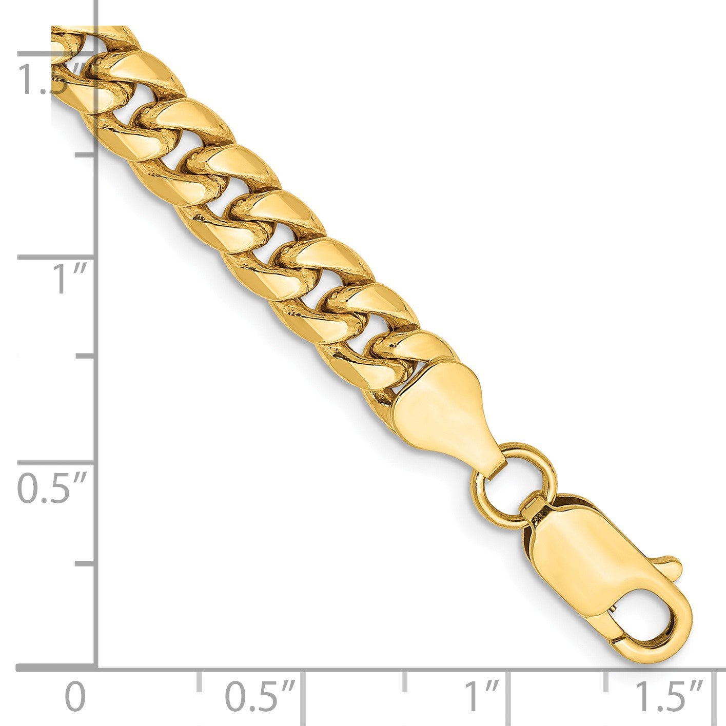 14K 9 inch 6mm Semi-Solid Miami Cuban with Lobster Clasp Chain