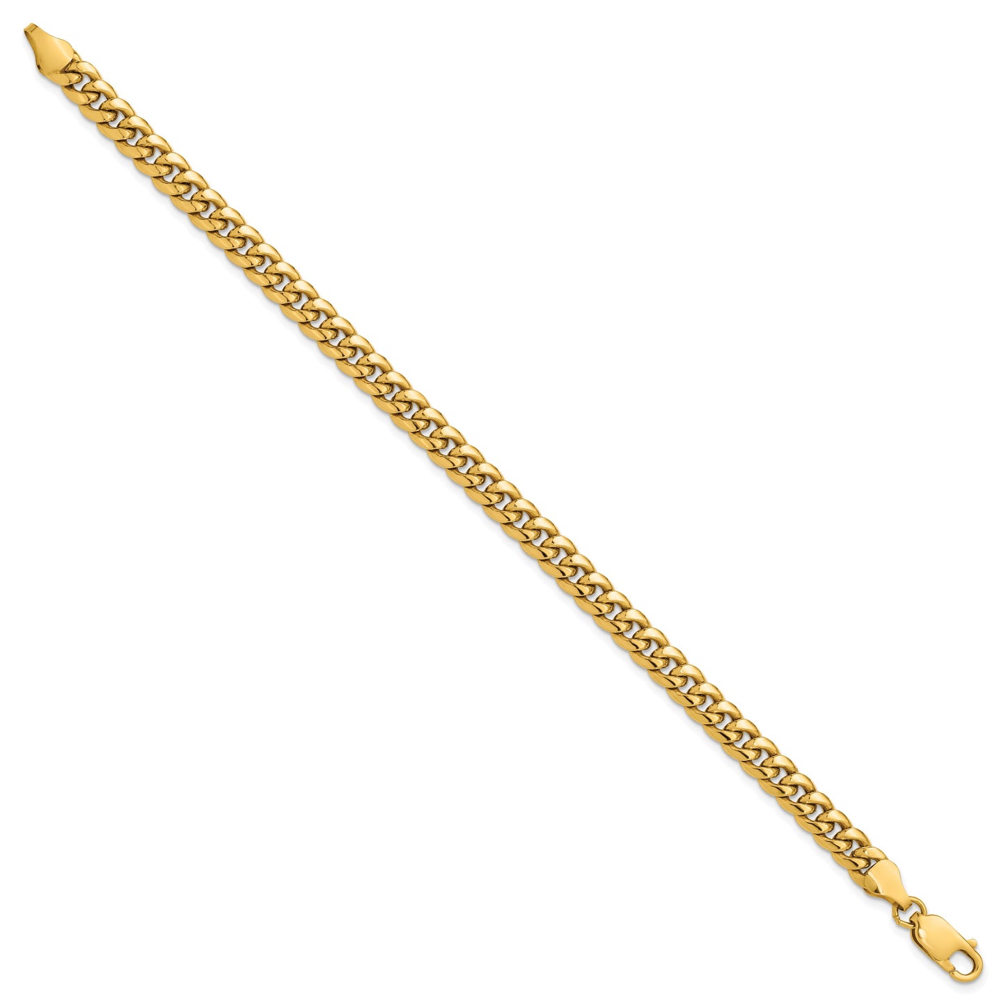 14K 8 inch 6mm Semi-Solid Miami Cuban with Lobster Clasp Bracelet