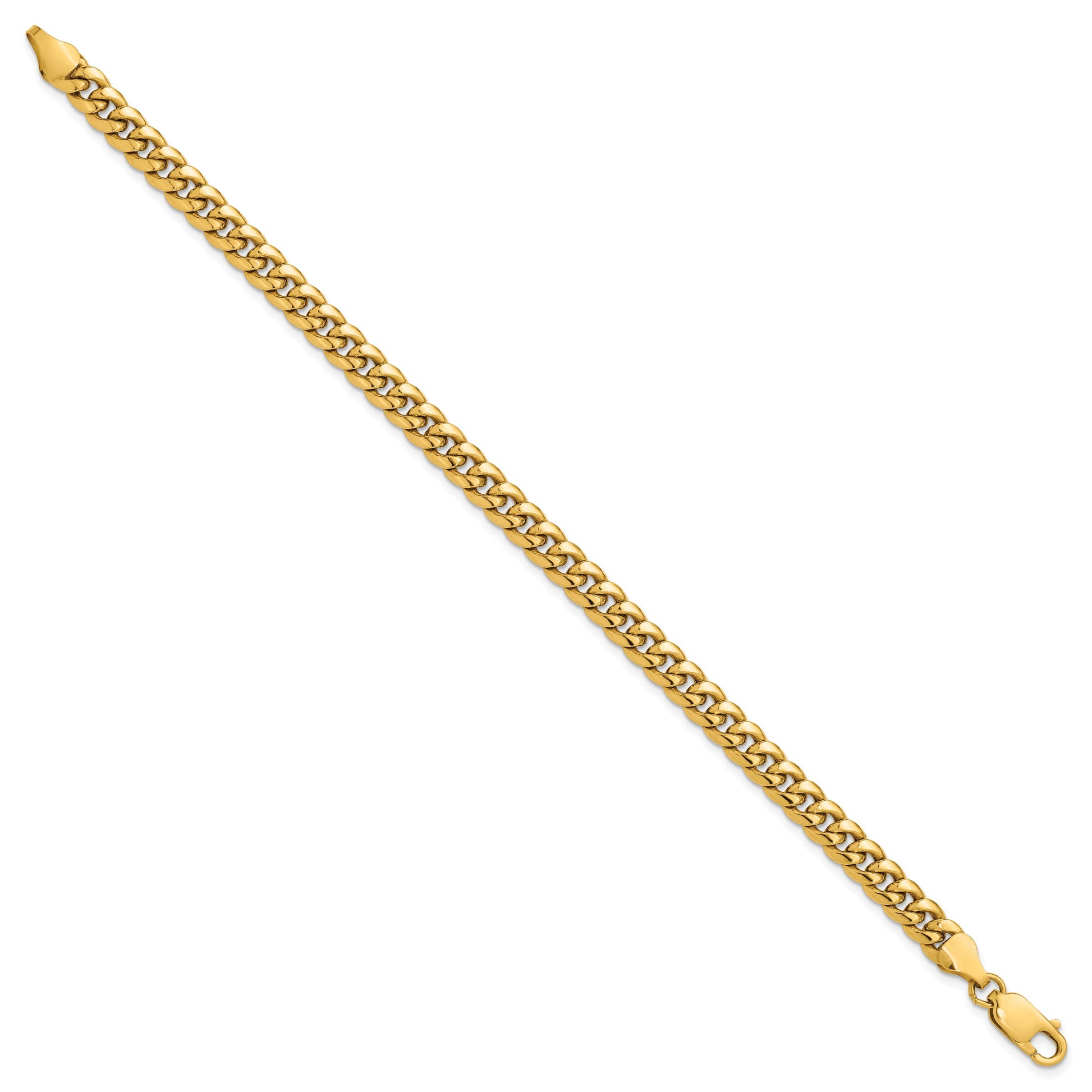 14K 8 inch 6mm Semi-Solid Miami Cuban with Lobster Clasp Bracelet