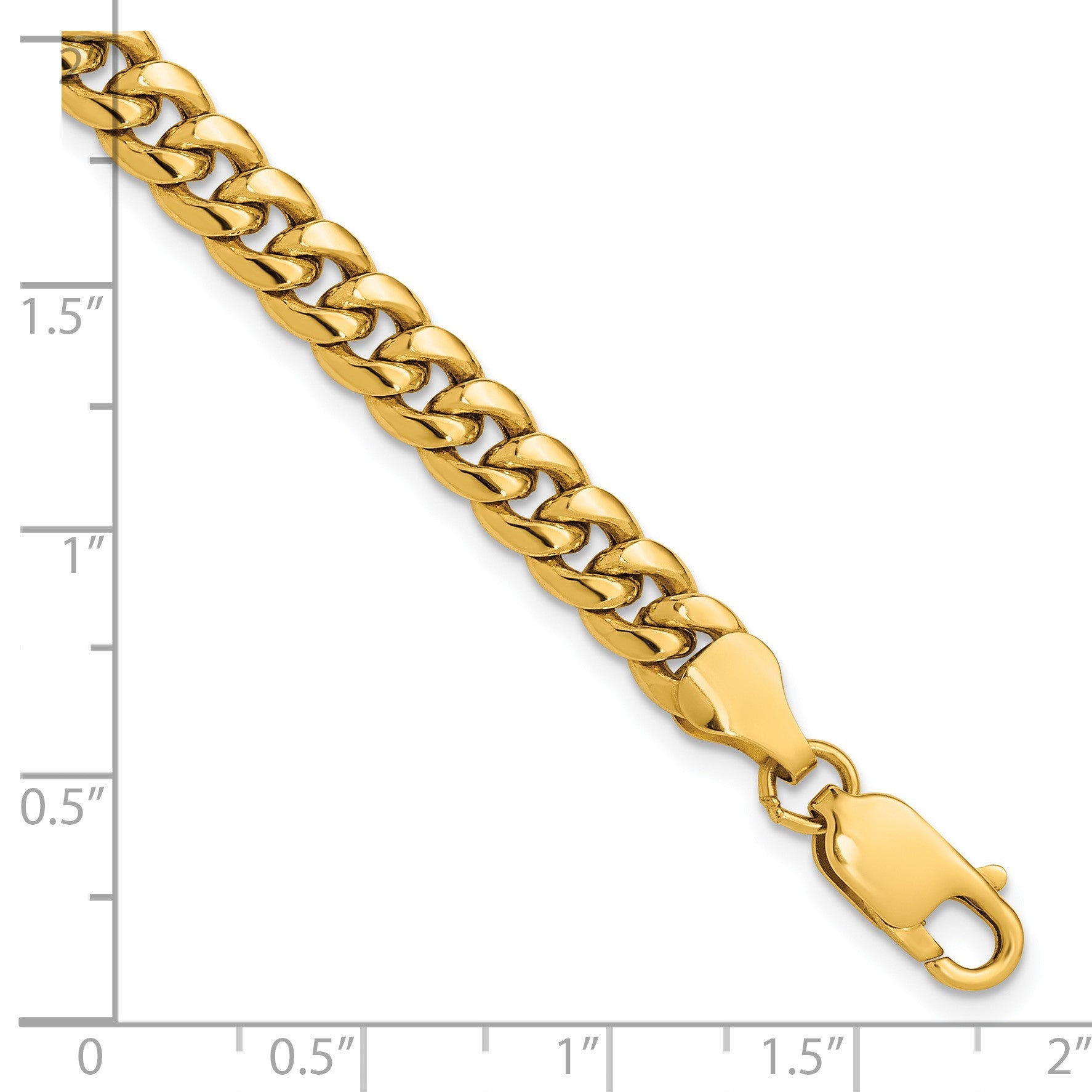 14K 8 inch 6mm Semi-Solid Miami Cuban with Lobster Clasp Bracelet