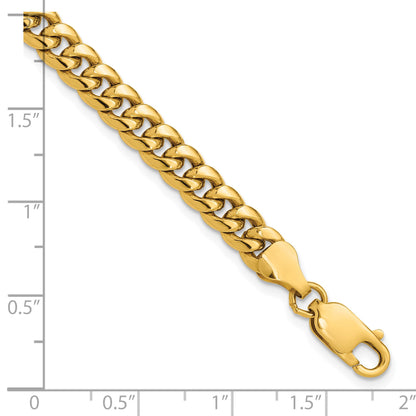 14K 8 inch 6mm Semi-Solid Miami Cuban with Lobster Clasp Bracelet