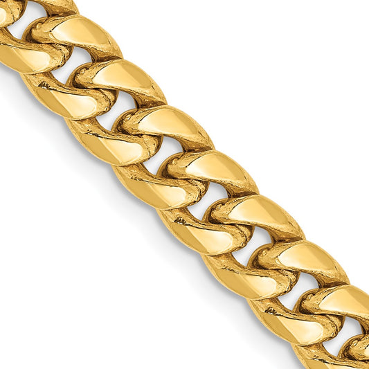 14K 18 inch 6mm Semi-Solid Miami Cuban with Lobster Clasp Chain