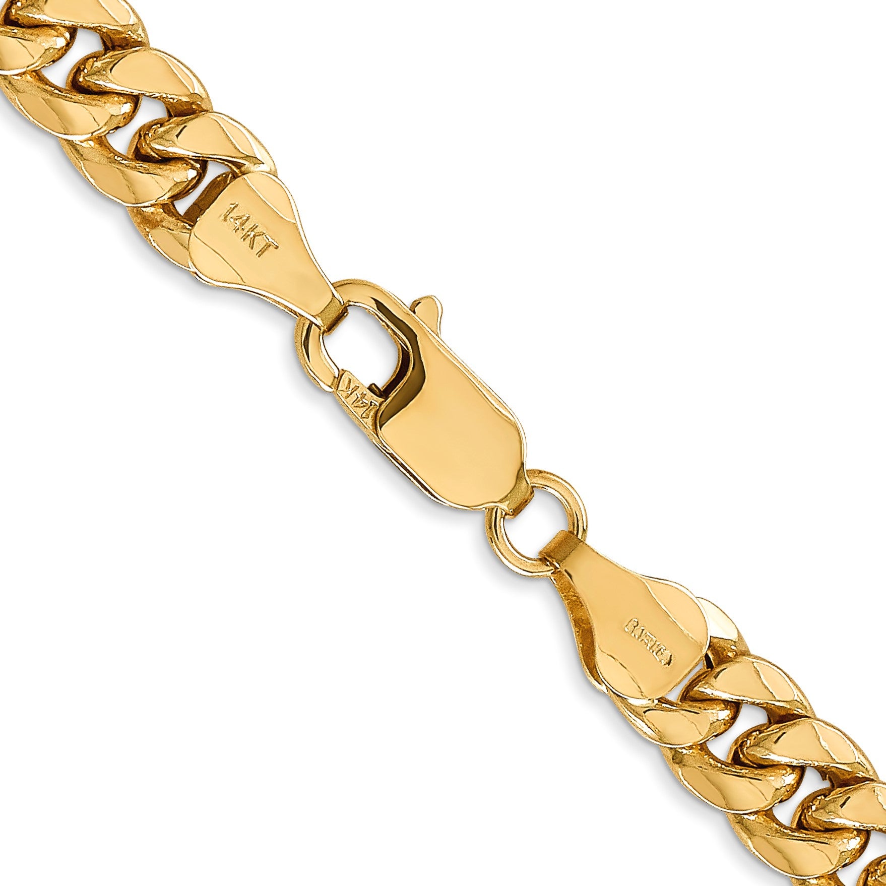 14K 28 inch 6.75mm Semi-Solid Miami Cuban with Lobster Clasp Chain