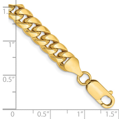 14K 8 inch 6.75mm Semi-Solid Miami Cuban with Lobster Clasp Bracelet