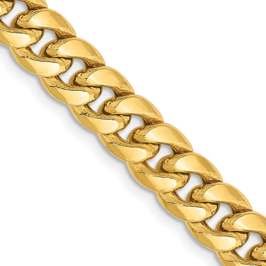 14K 28 inch 6.75mm Semi-Solid Miami Cuban with Lobster Clasp Chain