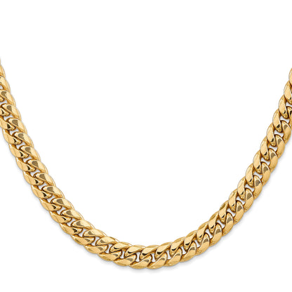 14K 28 inch 7.3mm Semi-Solid Miami Cuban with Lobster Clasp Chain