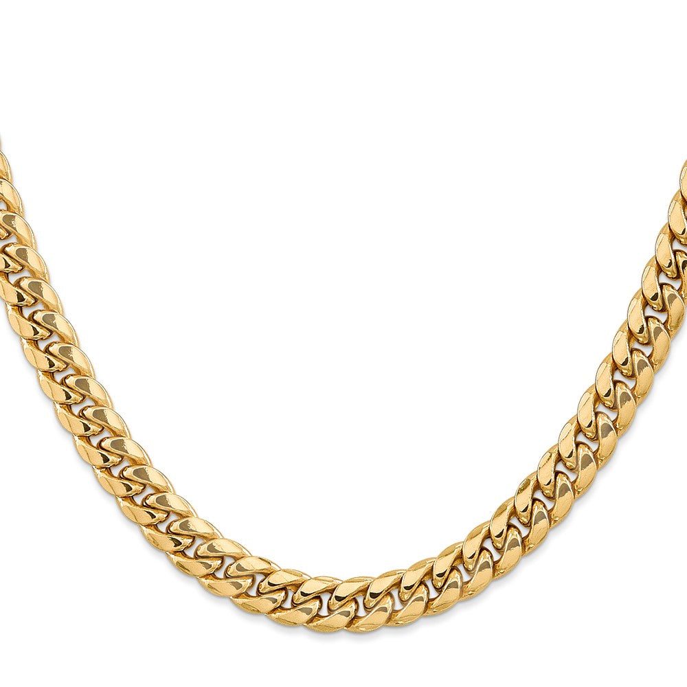 14K 18 inch 7.3mm Semi-Solid Miami Cuban with Lobster Clasp Chain