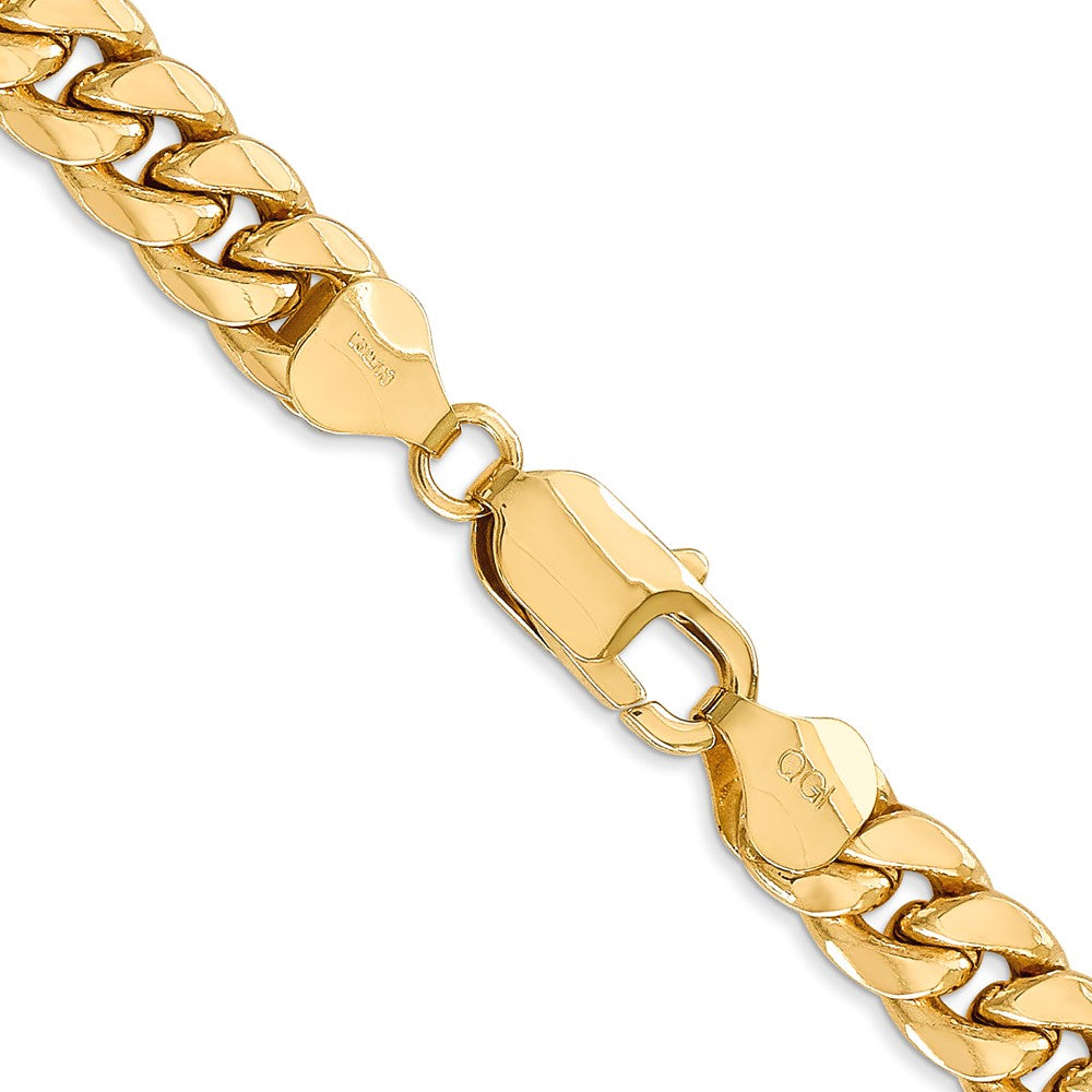 14K 18 inch 7.3mm Semi-Solid Miami Cuban with Lobster Clasp Chain