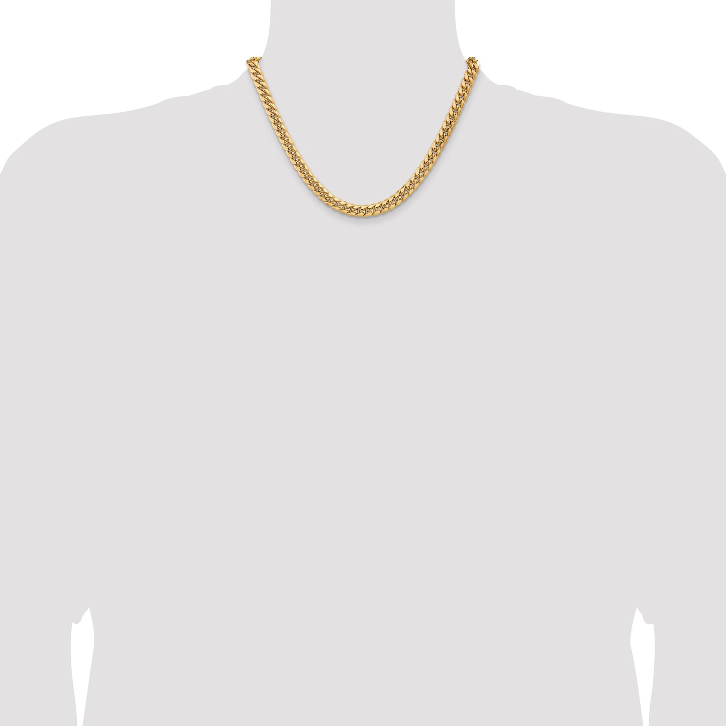 14K 18 inch 7.3mm Semi-Solid Miami Cuban with Lobster Clasp Chain