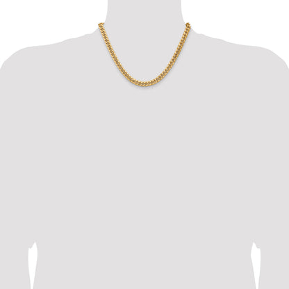 14K 18 inch 7.3mm Semi-Solid Miami Cuban with Lobster Clasp Chain
