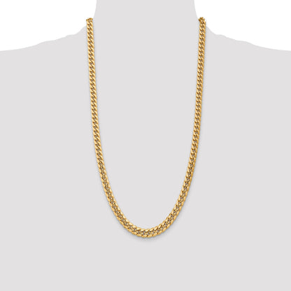 14K 28 inch 7.3mm Semi-Solid Miami Cuban with Lobster Clasp Chain