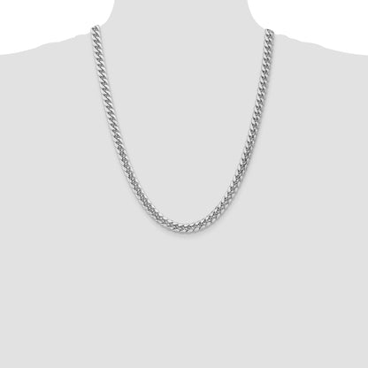 14k White Gold 7.3mm Semi-Solid Miami Cuban Chain