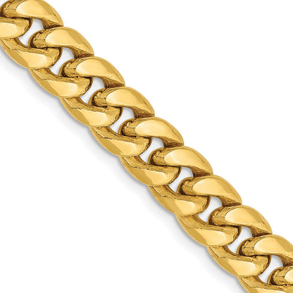 14K 18 inch 7.3mm Semi-Solid Miami Cuban with Lobster Clasp Chain