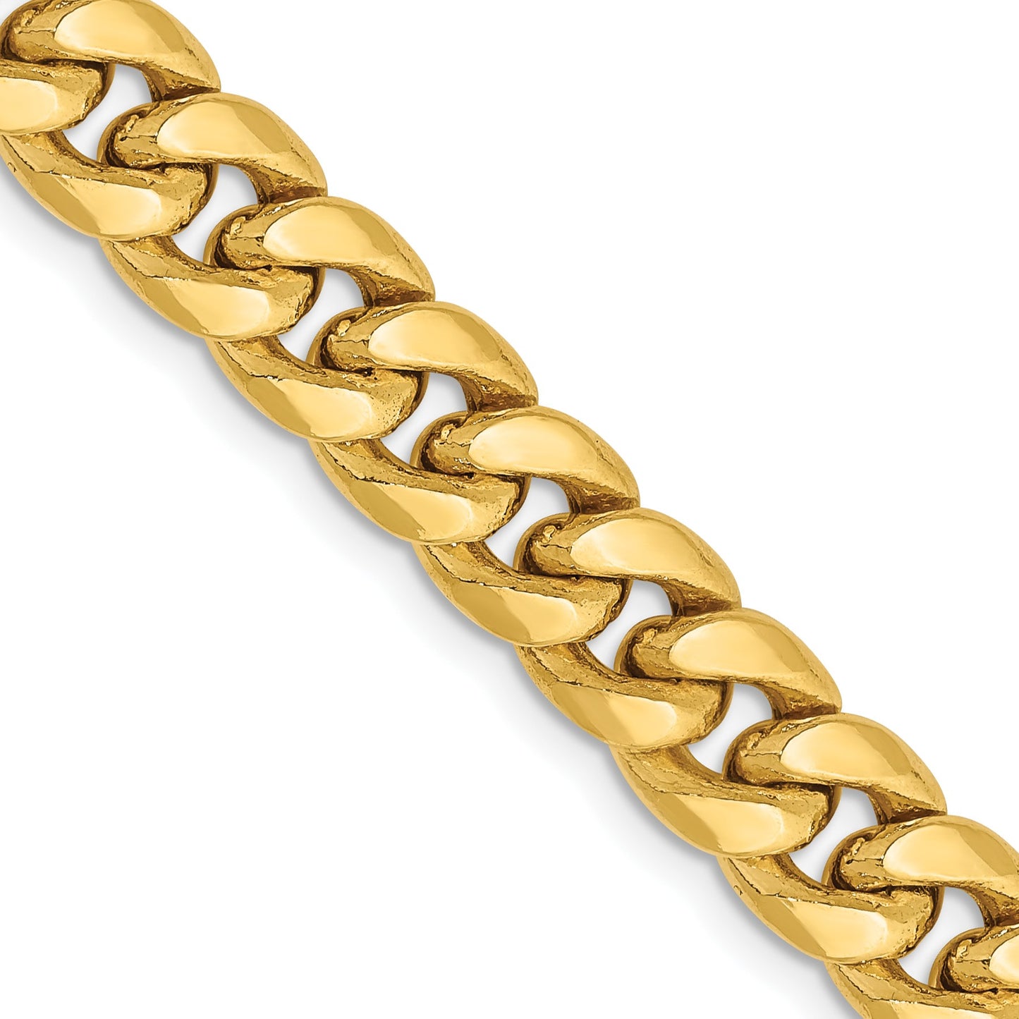 14K 28 inch 7.3mm Semi-Solid Miami Cuban with Lobster Clasp Chain