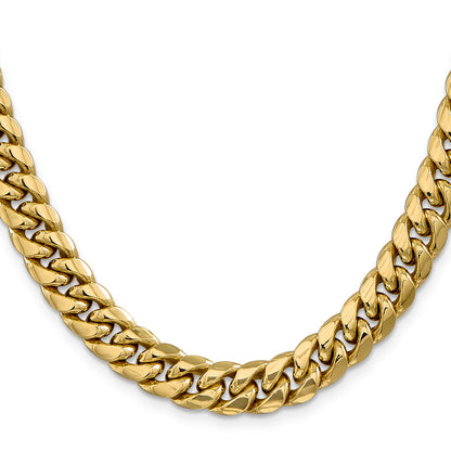 14K 22 inch 9.3mm Semi-Solid Miami Cuban with Lobster Clasp Chain