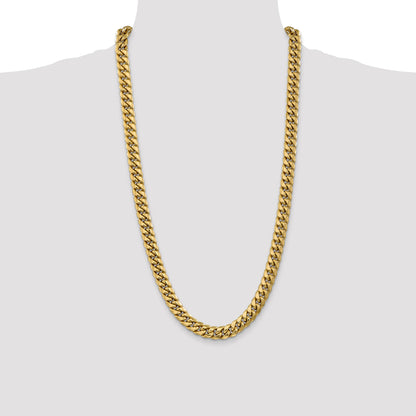 14K 28 inch 9.3mm Semi-Solid Miami Cuban with Lobster Clasp Chain