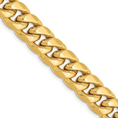 14K 28 inch 9.3mm Semi-Solid Miami Cuban with Lobster Clasp Chain