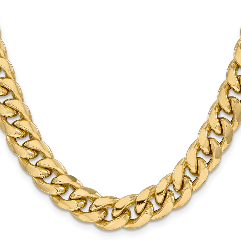 14K 24 inch 11mm Semi-Solid Miami Cuban with Lobster Clasp Chain