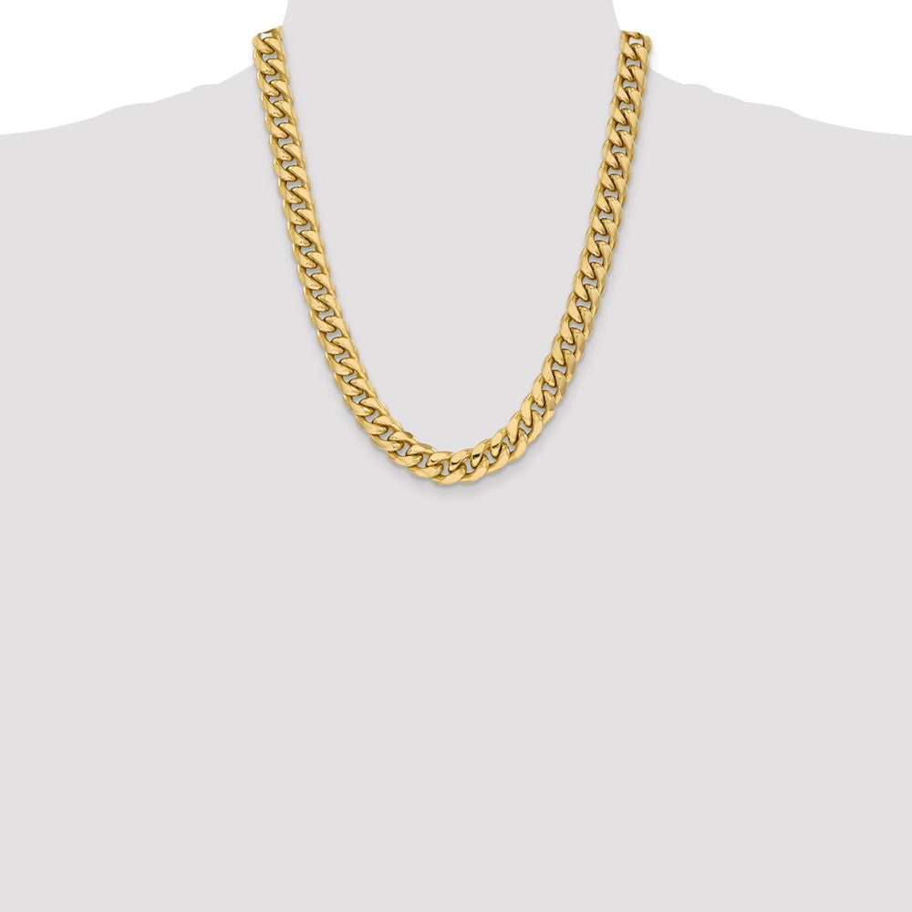 14K 22 inch 11mm Semi-Solid Miami Cuban with Lobster Clasp Chain