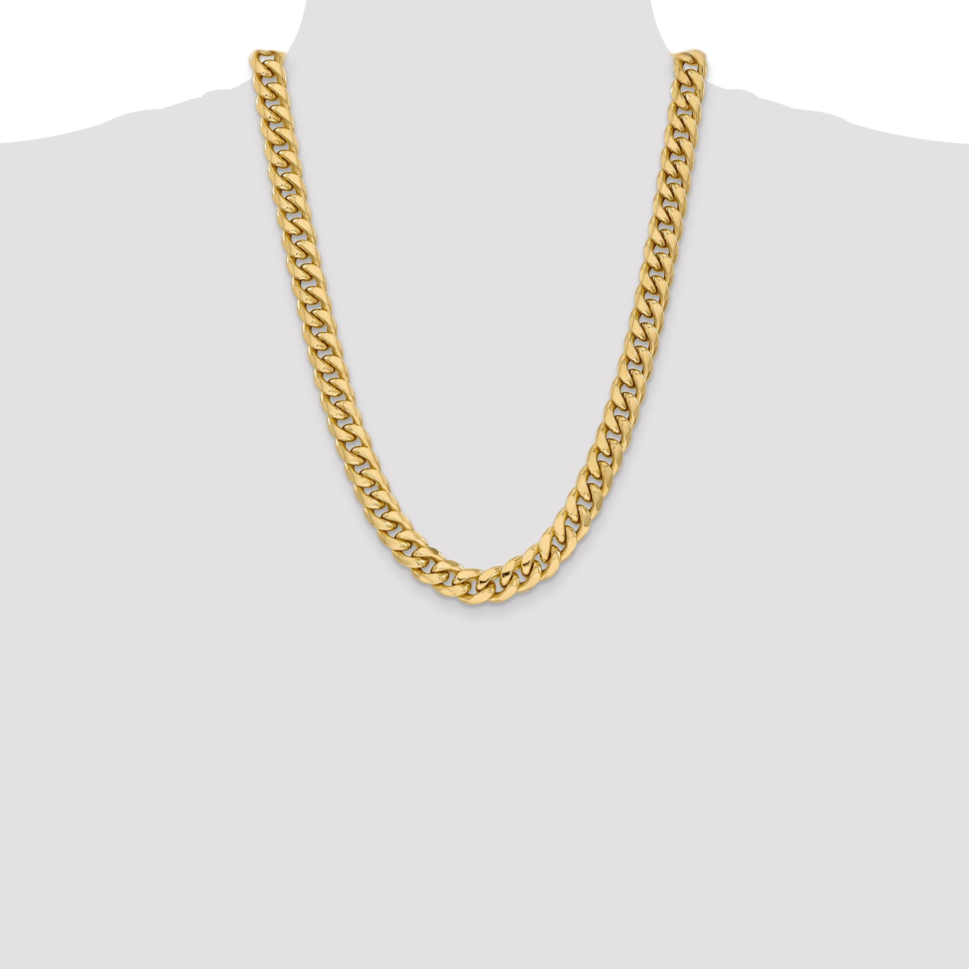 14K 24 inch 11mm Semi-Solid Miami Cuban with Lobster Clasp Chain