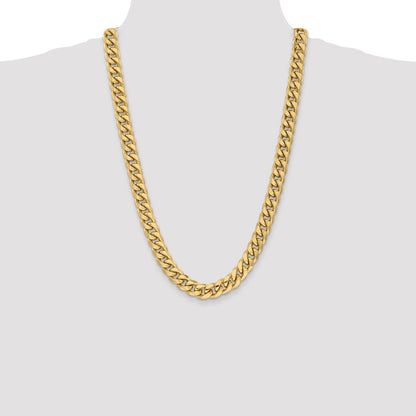 14K 26 inch 11mm Semi-Solid Miami Cuban with Lobster Clasp Chain