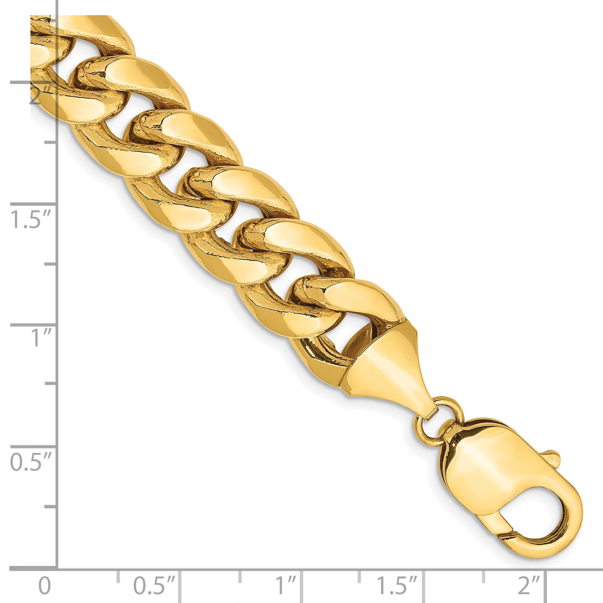 14K 9 inch 11mm Semi-Solid Miami Cuban with Lobster Clasp Chain