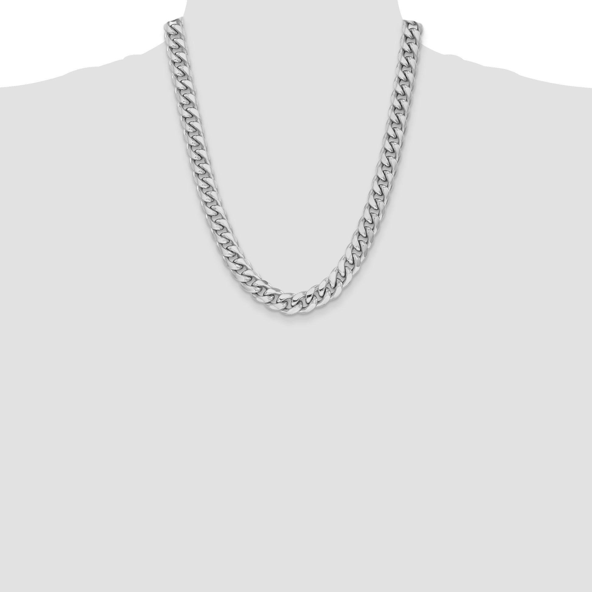 14k White Gold 11mm Semi-Solid Miami Cuban Chain