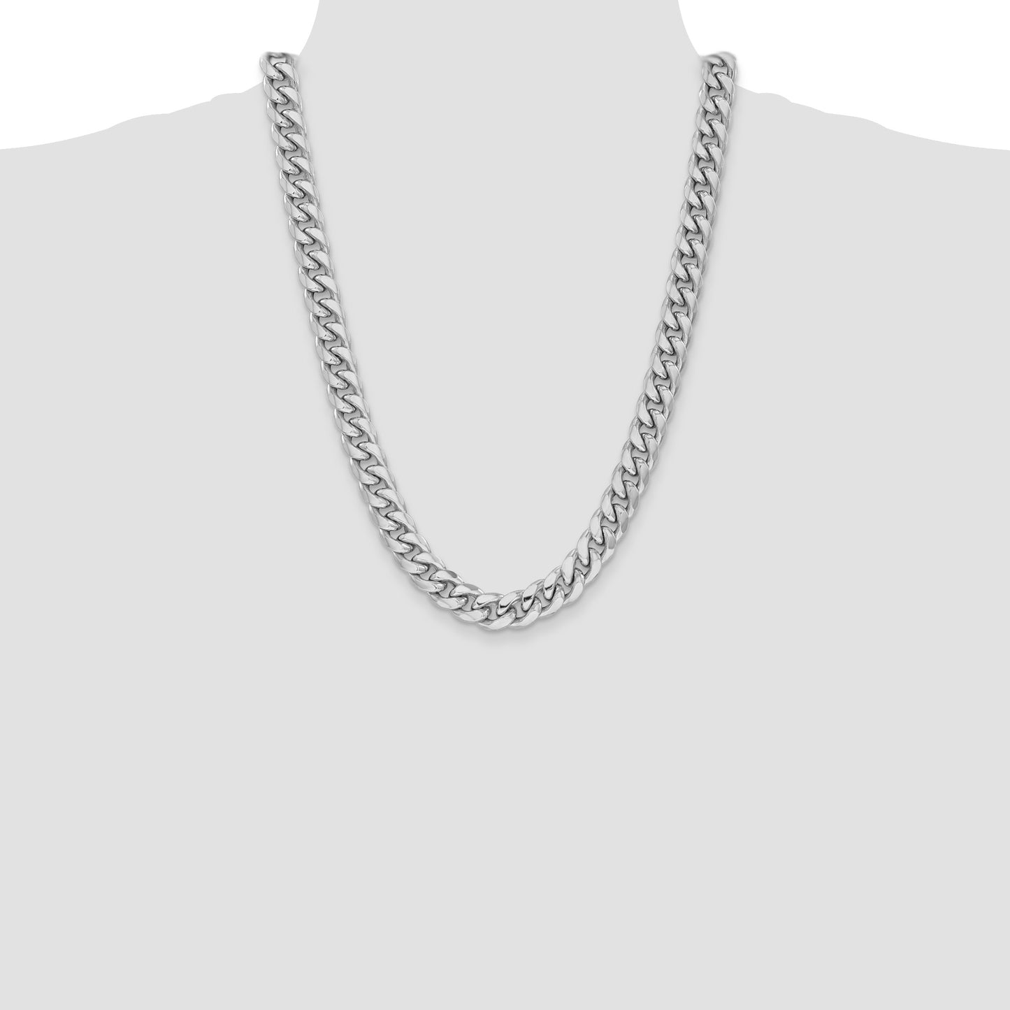 14k White Gold 11mm Semi-Solid Miami Cuban Chain