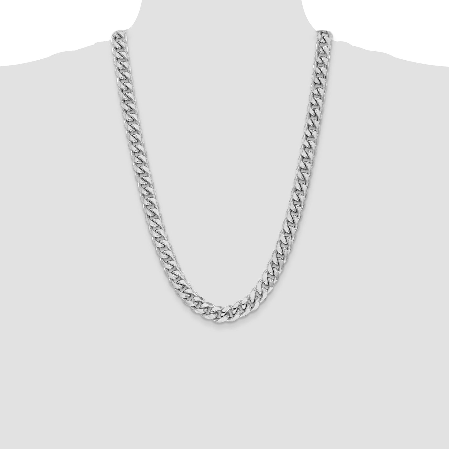 14k White Gold 11mm Semi-Solid Miami Cuban Chain