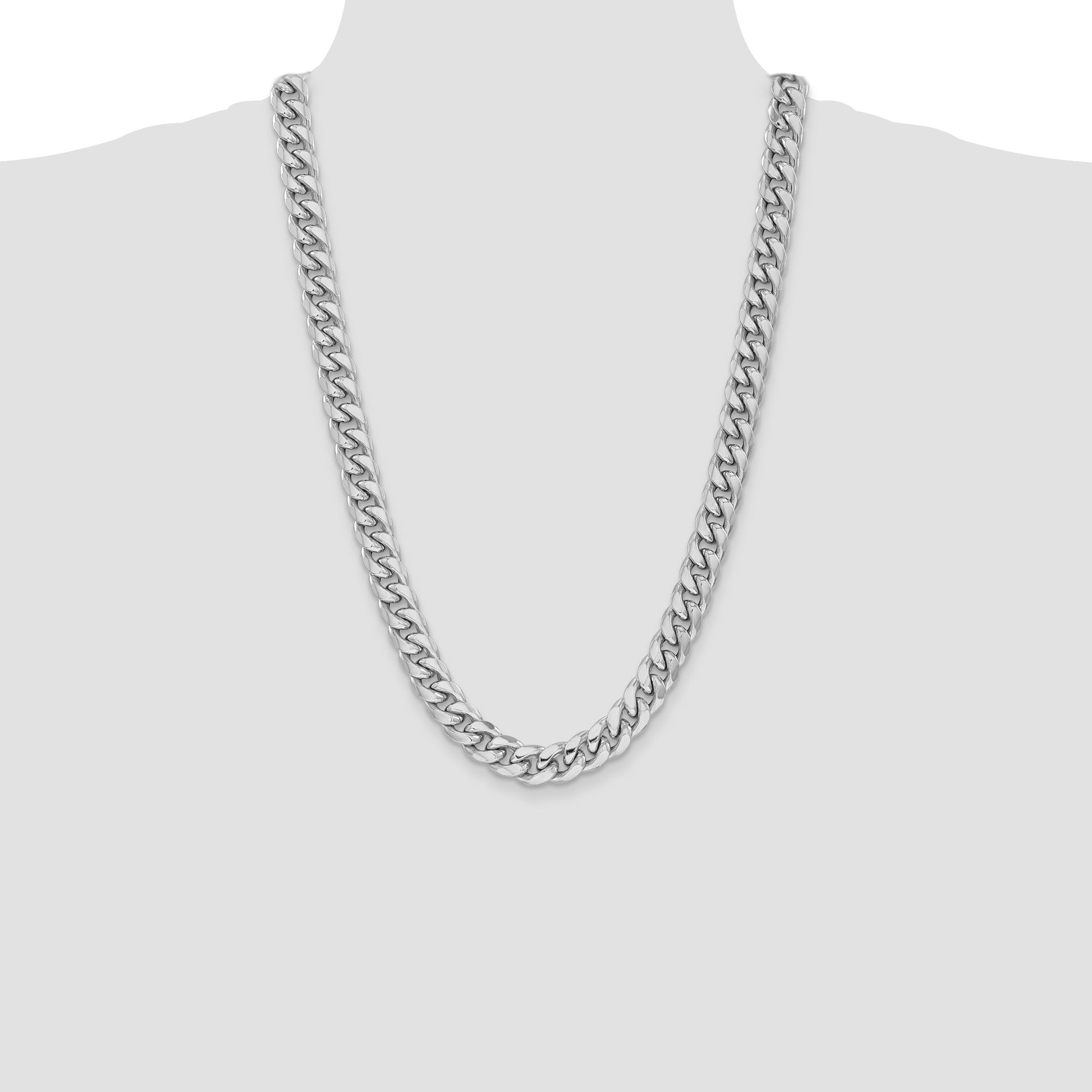 14k White Gold 11mm Semi-Solid Miami Cuban Chain