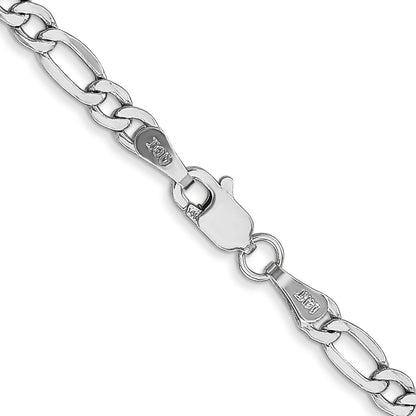 14K White Gold 26 inch 3.5mm Semi-Solid Figaro with Lobster Clasp Chain