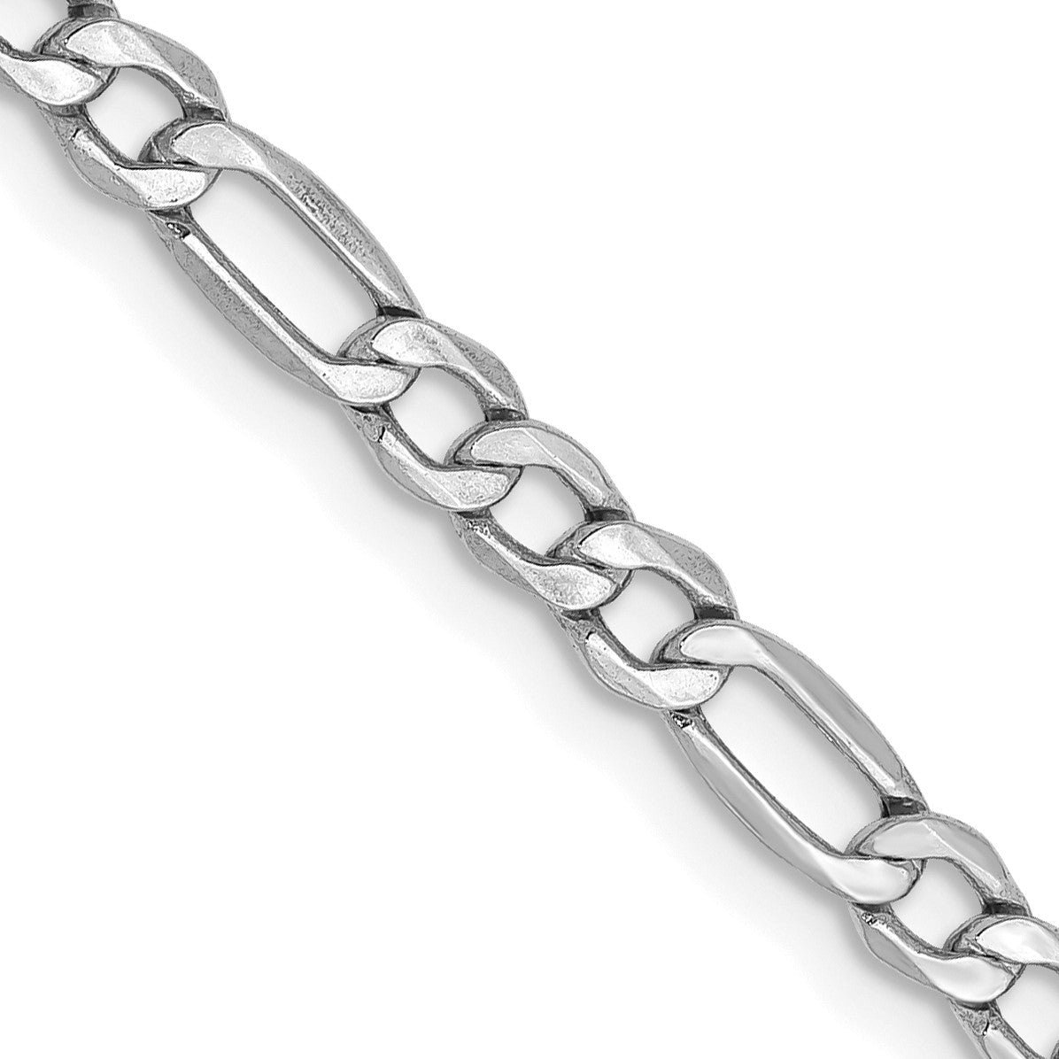 14K White Gold 26 inch 3.5mm Semi-Solid Figaro with Lobster Clasp Chain