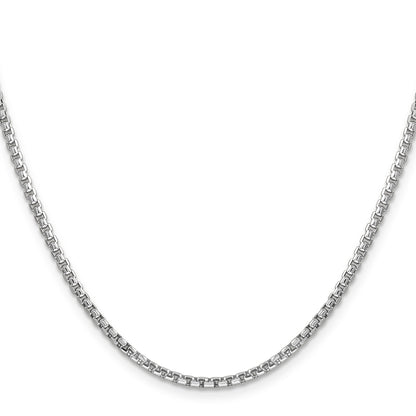 14K White Gold 30 inch 2.45mm Semi-Solid Round Box with Lobster Clasp Chain