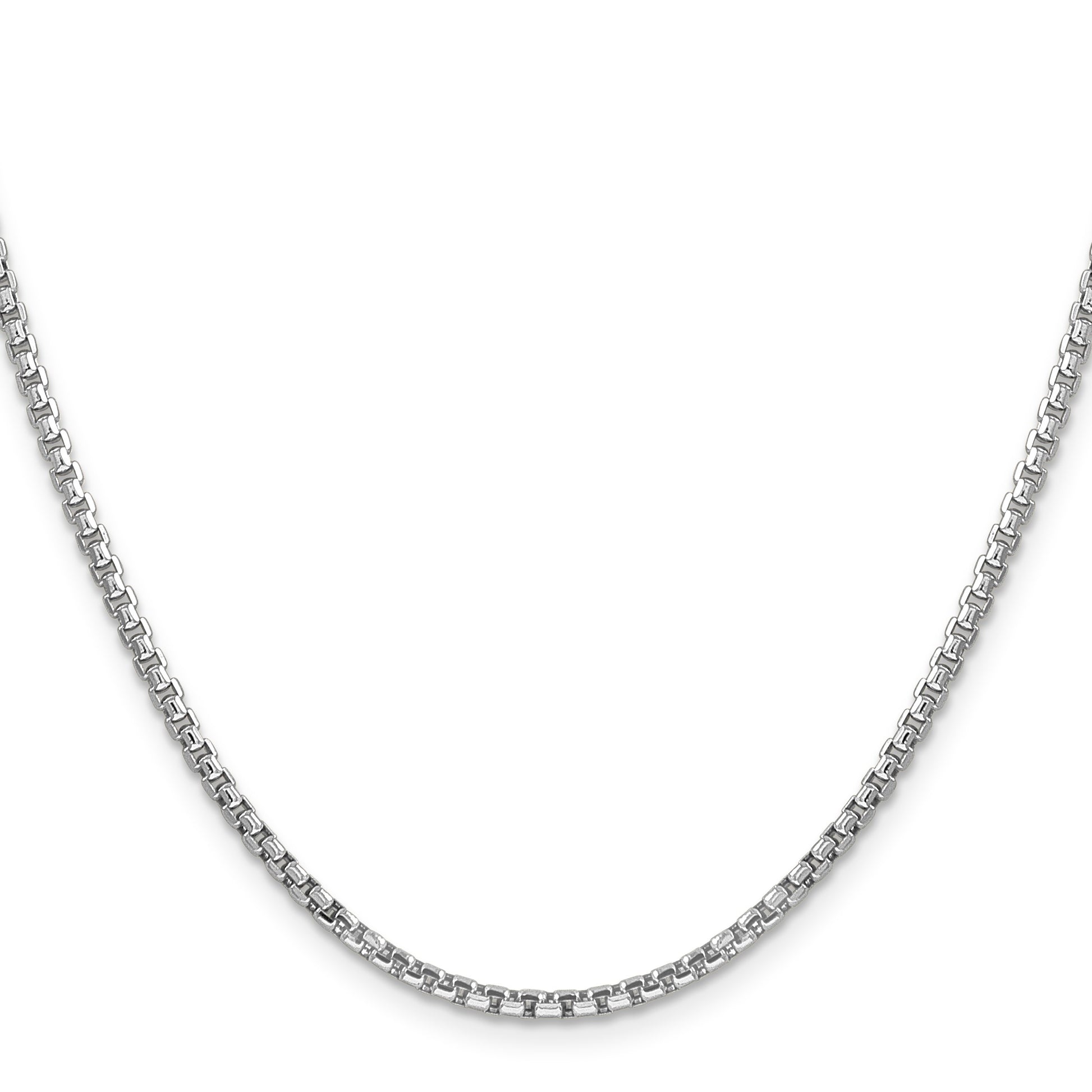 14K White Gold 26 inch 2.45mm Semi-Solid Round Box with Lobster Clasp Chain