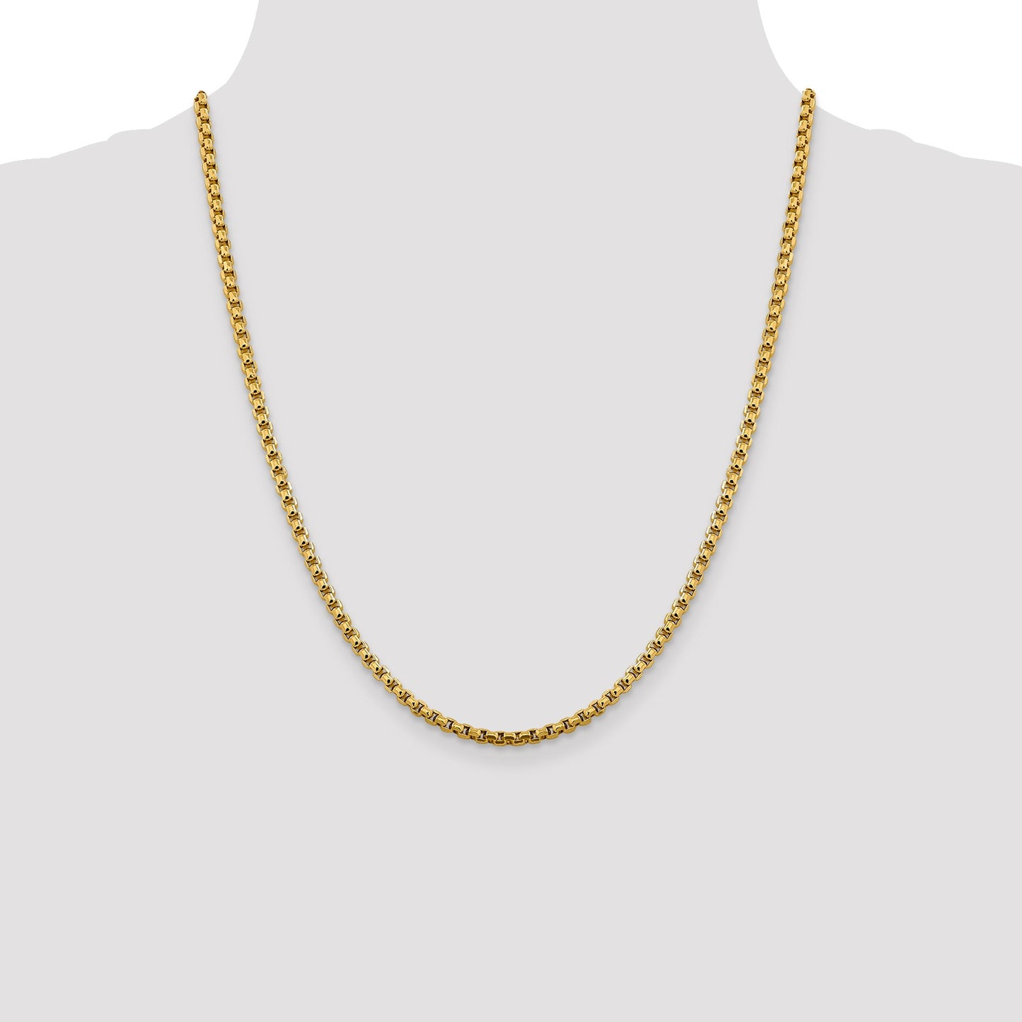 14K 22 inch 3.6mm Semi-Solid Round Box with Lobster Clasp Chain