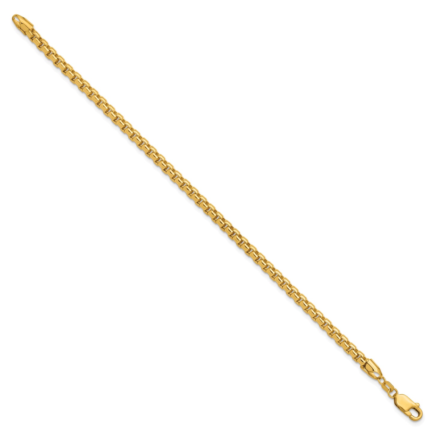 14K 7 inch 3.6mm Semi-Solid Round Box with Lobster Clasp Bracelet