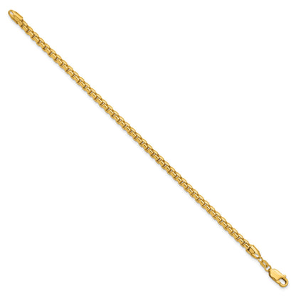 14K 7 inch 3.6mm Semi-Solid Round Box with Lobster Clasp Bracelet