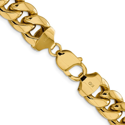 14K 30 inch 13.2mm Semi-Solid Miami Cuban with Lobster Clasp Chain