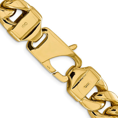 14K 26 inch 15mm Semi-Solid Miami Cuban with Lobster Clasp Chain