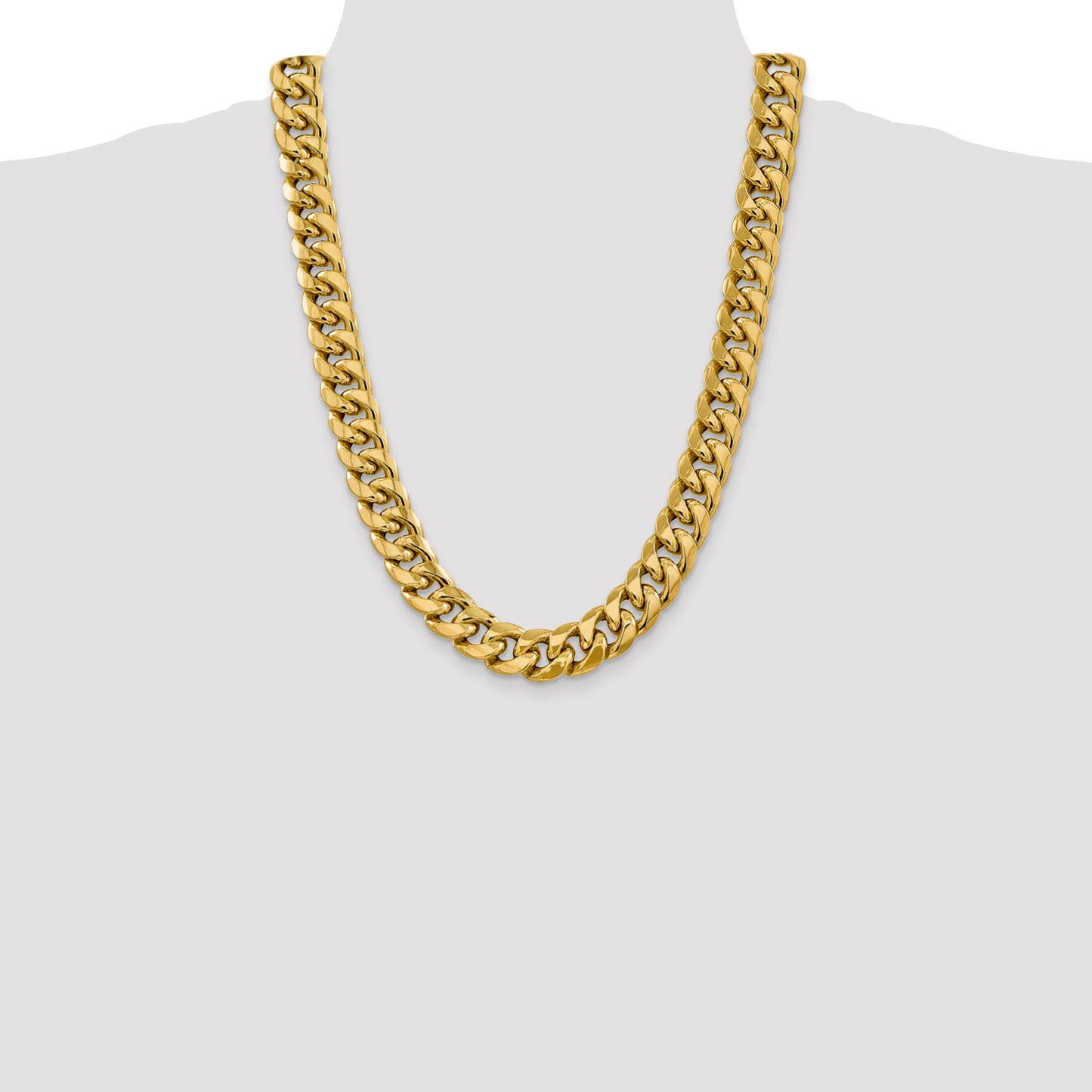 14K 24 inch 15mm Semi-Solid Miami Cuban with Lobster Clasp Chain