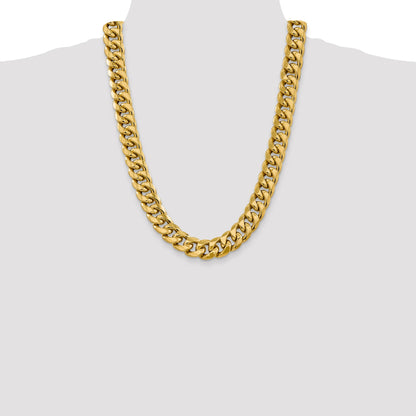 14K 24 inch 15mm Semi-Solid Miami Cuban with Lobster Clasp Chain