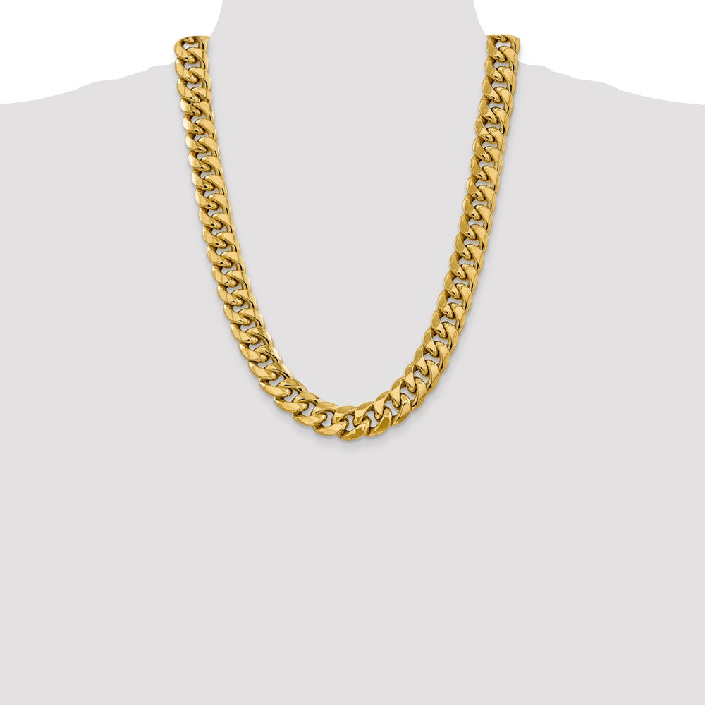 14K 24 inch 15mm Semi-Solid Miami Cuban with Lobster Clasp Chain