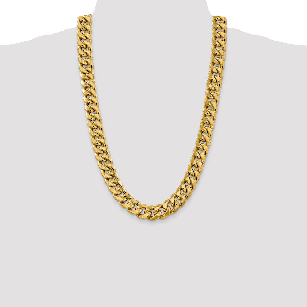 14K 26 inch 15mm Semi-Solid Miami Cuban with Lobster Clasp Chain