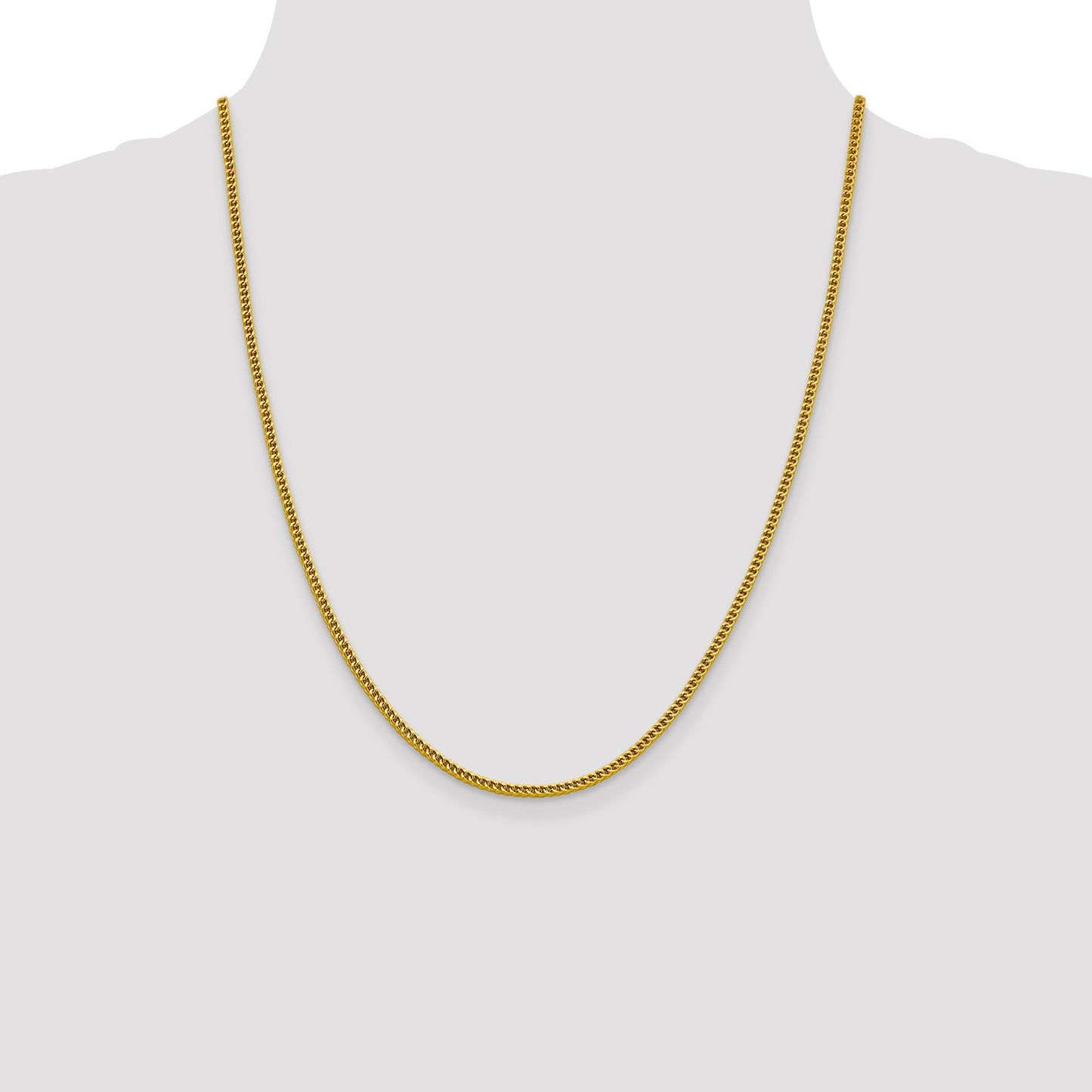 14K 22 inch 2.2mm Semi-Solid Franco with Lobster Clasp Chain