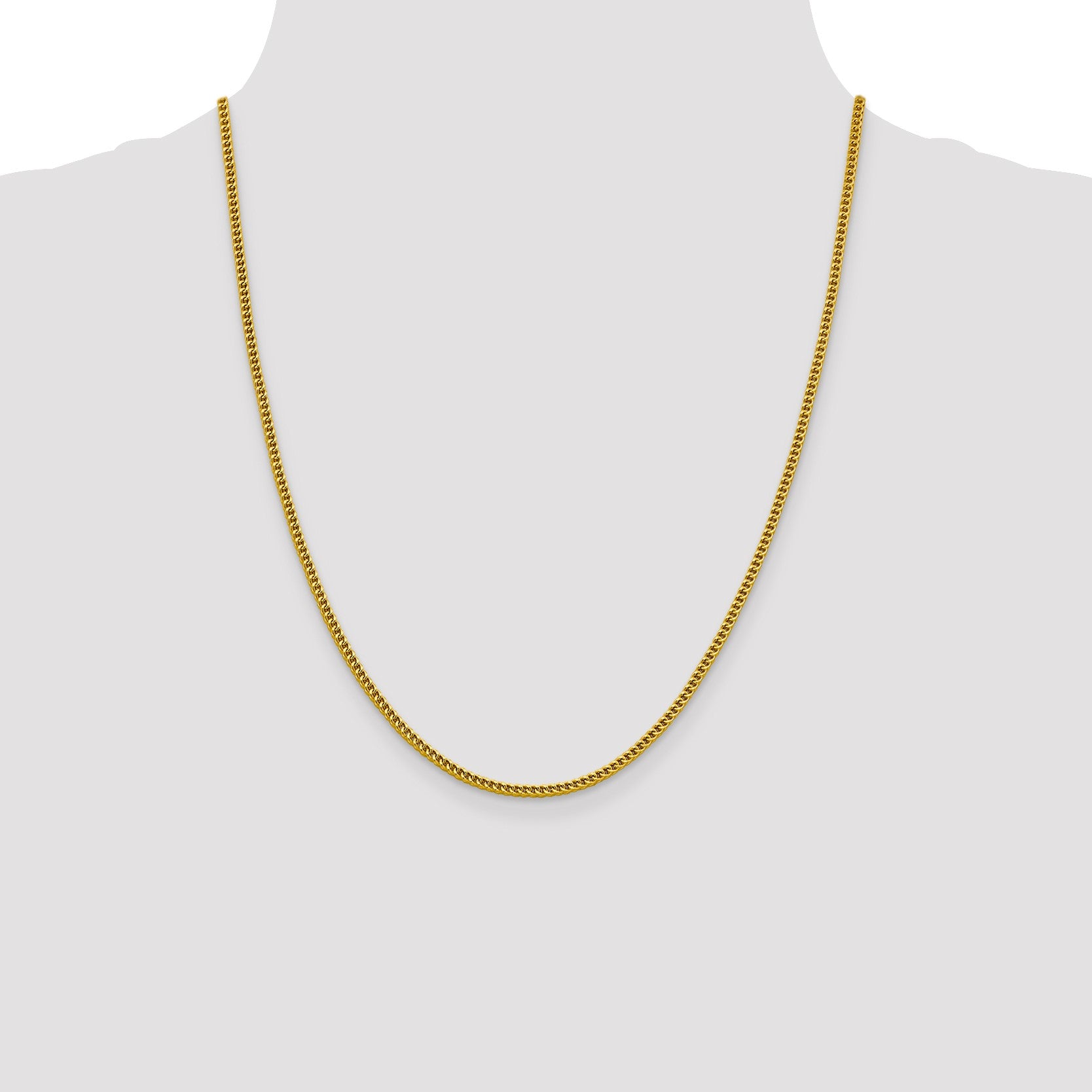 14K 22 inch 2.2mm Semi-Solid Franco with Lobster Clasp Chain